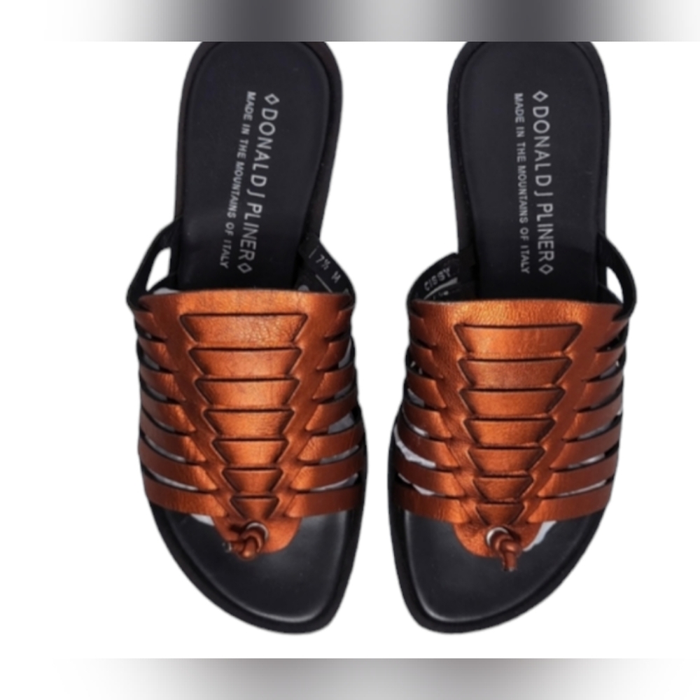 Donald J Pliner Cissy Strappy Wedge Copper Sandals Platform 7.5 - Picture 6 of 6